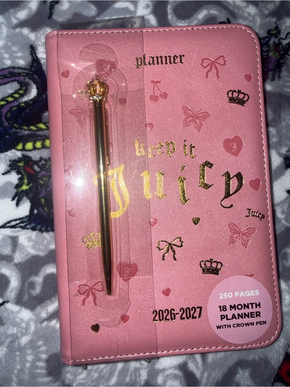 Juicy Couture Pink 18-Month Planner with Gold Crown Pen